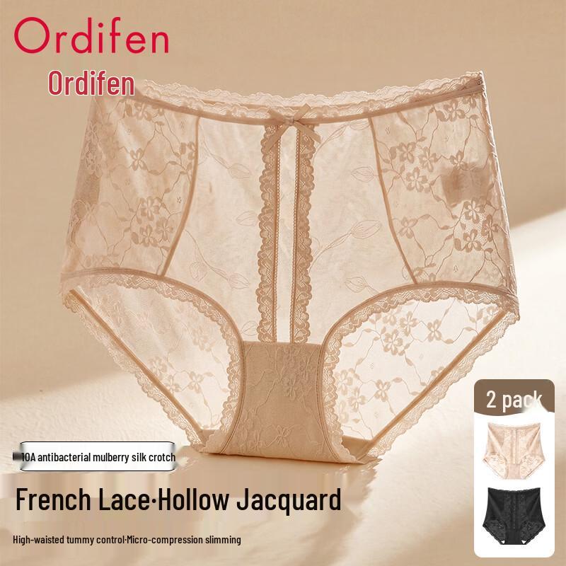 Odifen Women's High-Waist Lace Tummy Control Panties