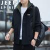 JEEP SPIRIT Men's Loose Fit Hooded Waterproof Casual Workwear Jacket