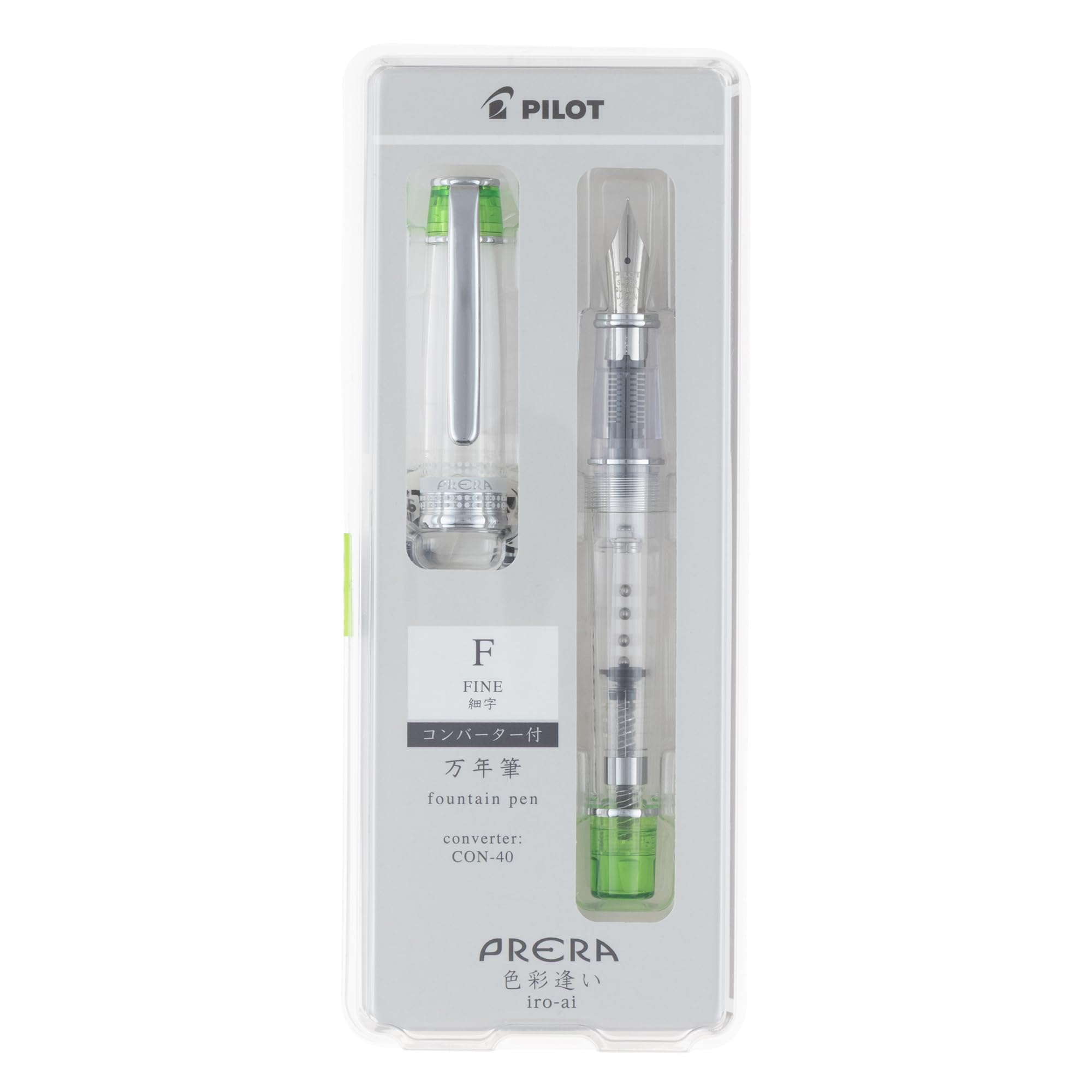 PILOT Prera Fountain Irosaiai Fine Nib Transparent Light PFPR1TLGF Pen, Series, (F), Green,