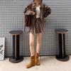 Soft leather version~ short boots women's retro western cowboy boots 2025 autumn new pleated stacking boots Chelsea thin boots