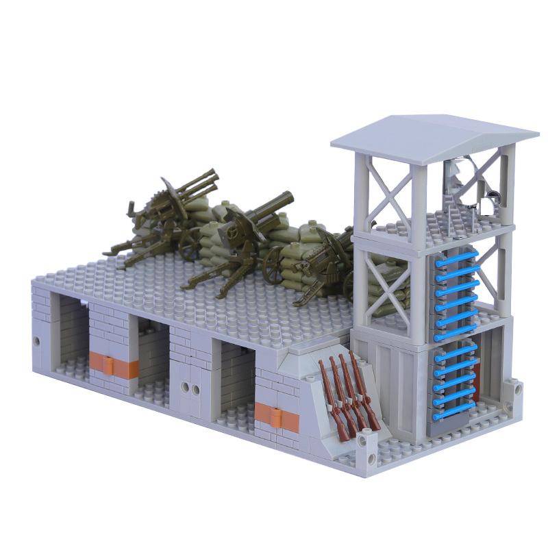 MOC Parts Military Battlefield WW2 Ruins Weapons Fortress Blockhouse Model Building Blocks Army Architecture Bricks Toy Kid Gift