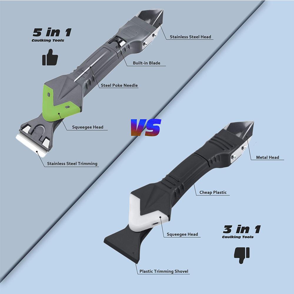 Factory 9 Pieces Caulking Tool Kit 5 in 1 Silicone Sealant Replace & Removal Tool with 4 Pieces of Sealant Tool