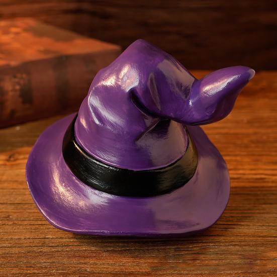 Indoor Outdoor Halloween Pumpkin Ornament Witch Hat Design Retro Cute Pumpkin Figurine Table Festival Decoration