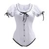 [LittleForBig] Adult Lolita Romper with Ribbon Bow and Lace, Front-Opening Cotton Pajamas, White, Size M