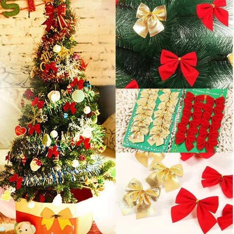 60Pcs 5.5cm Bow Christmas Decorations Xmas Tree Pendant Ornament for Home Decor Navidad New Year Party 2026 DIY Gift Accessories