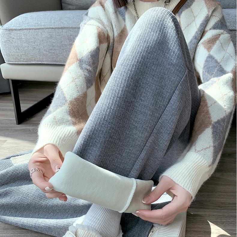 

Women s High-Waisted Wide-Leg Cashmere Knit Pants - Autumn Fashion L 51-57kg