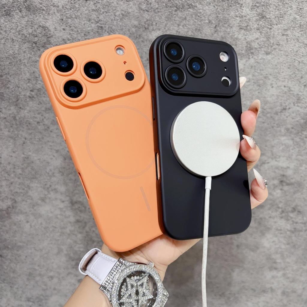 17 Pro Max Magnetic Four-Corner Protection Case, Skin-Feel, Solid Color, High-End Design