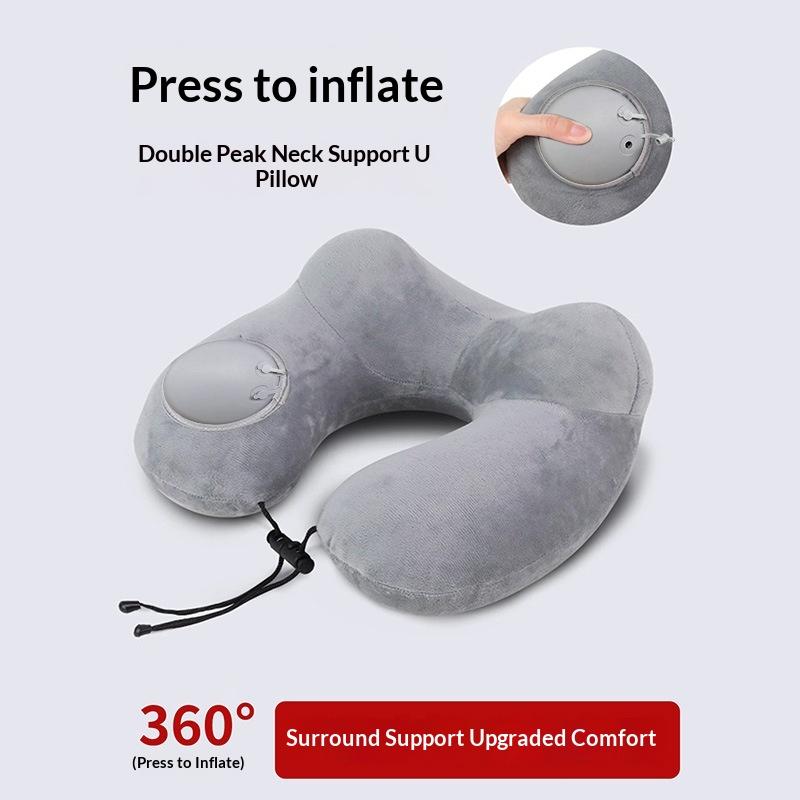 U-Shaped Comfortable Self-Inflating Air Pillow Neck Support Inflatable Airplane Travel Neck Pillow Inflatable Sleeping Pillow