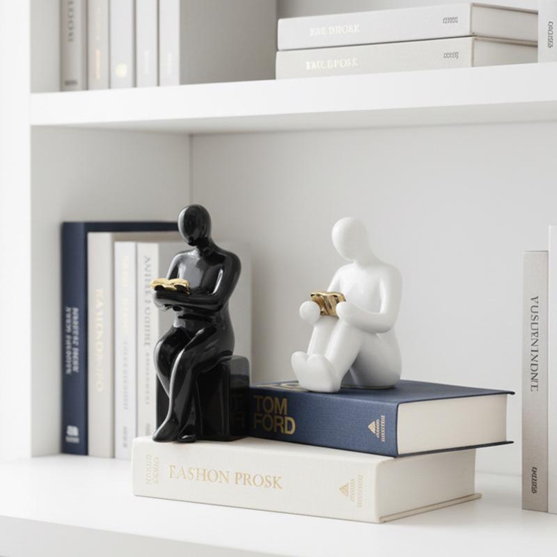 Minimalist Light Luxury Ceramic Bookend Ornament for Home Decor
