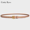 Womens Genuine Leather Thin Belt 1.5cm Wide Versatile Fashion Dress Waistband