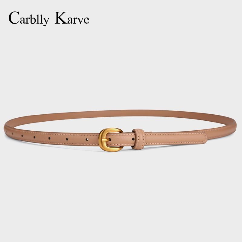 Womens Genuine Leather Thin Belt 1.5cm Wide Versatile Fashion Dress Waistband