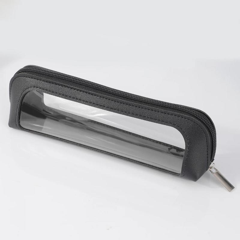 Transparent Waterproof PU Pencil Case Window Cosmetic Brush Storage Bag Travel Cosmetic Brush Box with Zipper Storage Bag