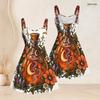 Women Plus Size Spaghetti Strap Off Shoulder Dress Witchy Potion Bottle Floral Crystal Moon Print Swing Dress