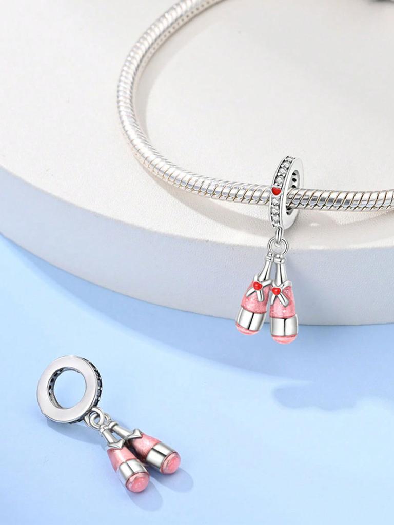 Charms Plata Copper Colors Beer Glass Wine Glass Bead Charm Pendant For Original Bracelet For Women Diy Jewelry Love Gift