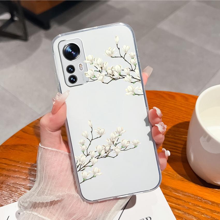 Transparente stoßfeste Handyhülle für Xiaomi Black Shark 1 2 4 5 3 Pro 15T 12 12S 12X 13 12T Schöner Blumen-Displayschutz Weiche Hülle für Xiaomi Gehäuse