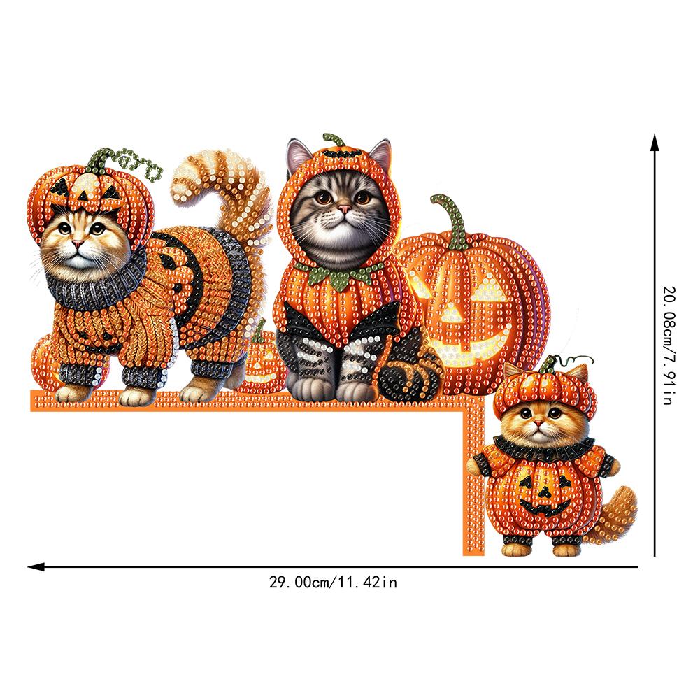 Pumpkin Diamond Painting Door Corner Sign Rhinestone Door Frame Decor 5D DIY Wooden Door Topper for Indoor Outdoor Wall