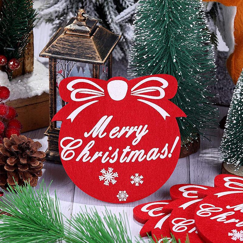 10PC Snowflake Printed Party Red Holiday Felt Coasters Table Decor Christmas Cup Mats Festive Absorbent Wool Beverage Decoration