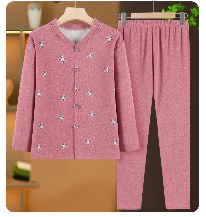 Women's Thermal Fleece-Lined Winter Pajama Set - Cardigan & Pants