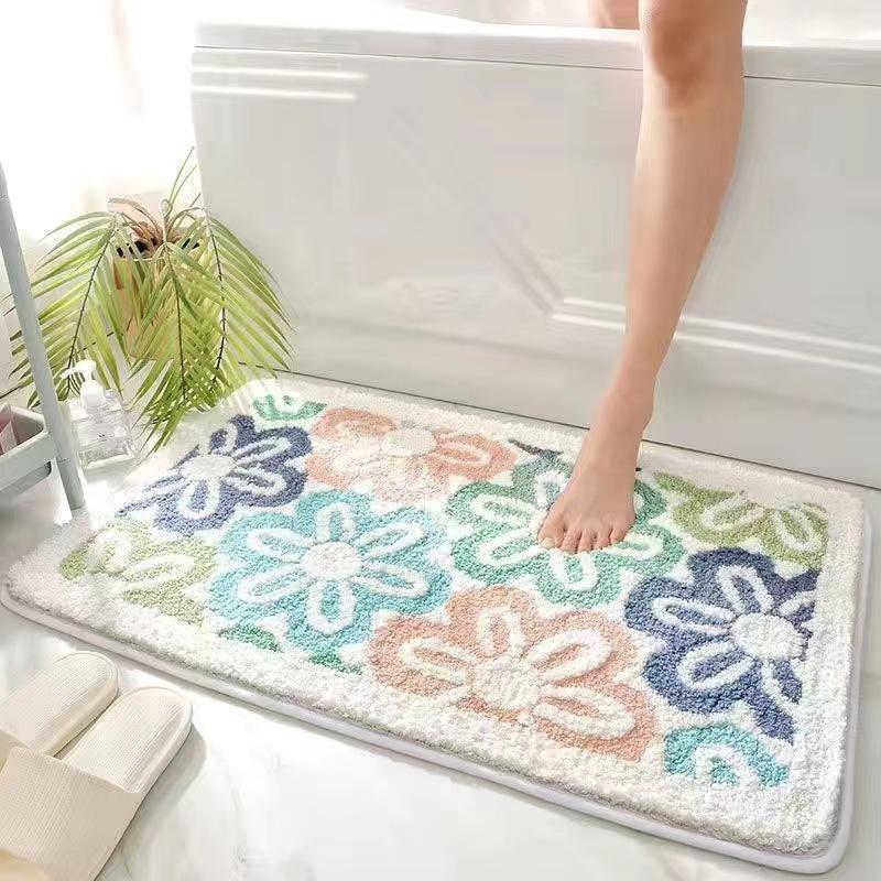 Modern Minimalist Cashmere Skin-friendly Floor Mat, Comfortable and Soft Non-slip Bathroom Floor Mat for Shower Rooms