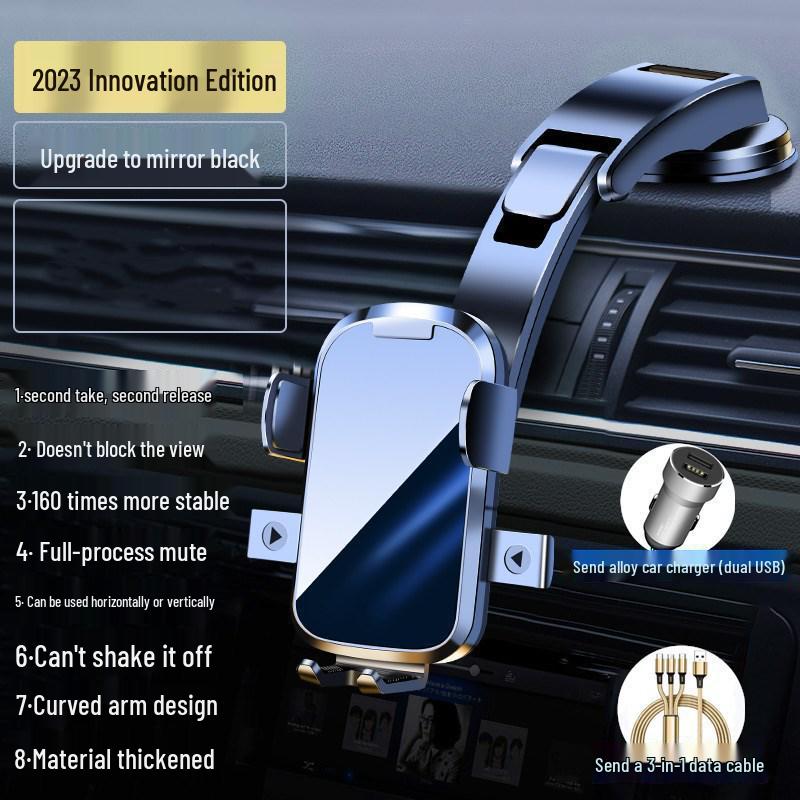 2024 Black Tech Car Phone Holder: Suction Cup & Air Vent Mount for Navigation