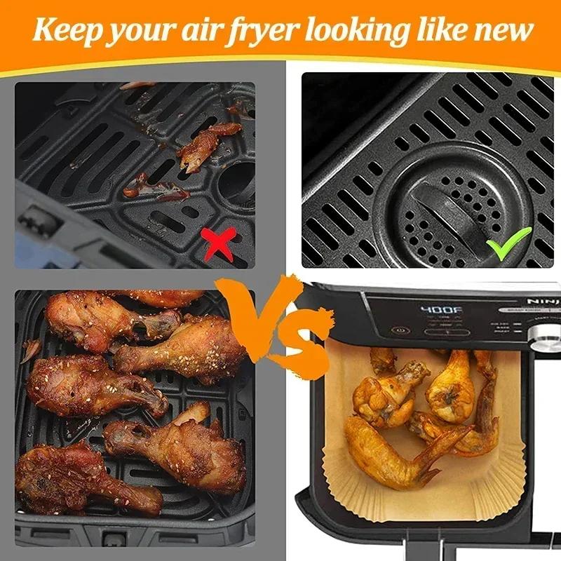 Engangs Air Fryer Papir Non-Stick Kjøkken Bake Airfryer Mat Oljetett Mikrobølger Grill Pad Bakepapir Liner Tilbehør
