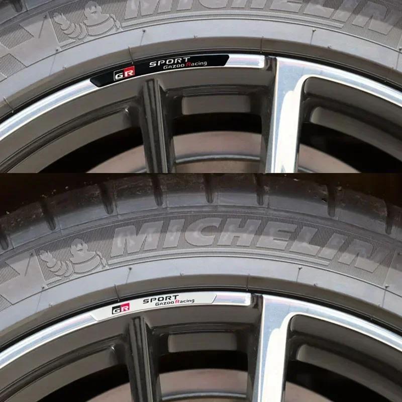 4pcs X Aluminium GR Sport Logo Wheel Rim Stickers Decals For Toyota GRSPORT Emblem Badge YARiS Corolla RAV4 Camry Prado Highland