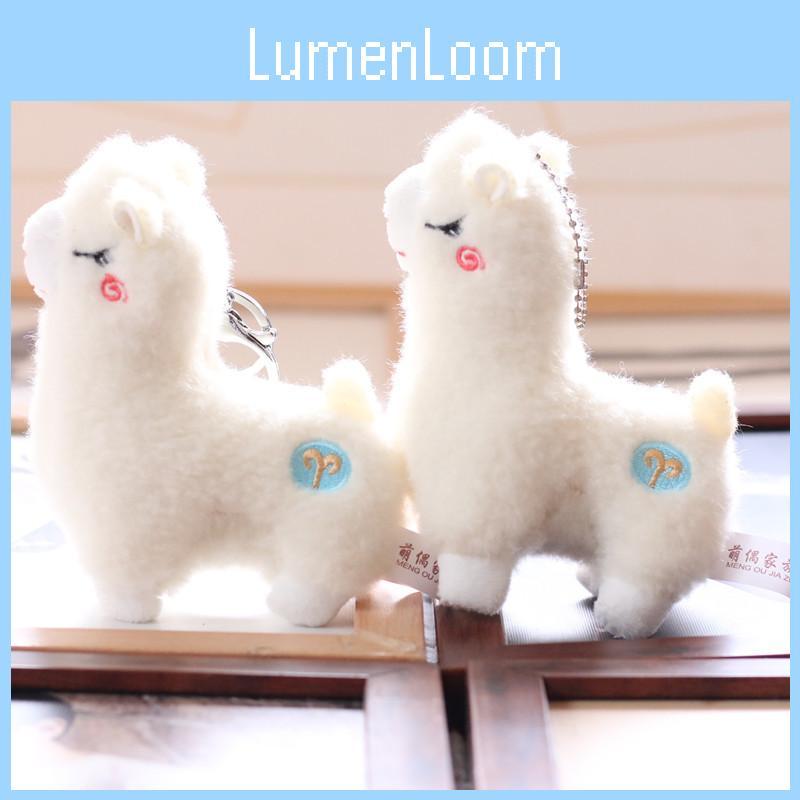 Charming Mini Alpaca Plush Doll Soft White Lamb Keychain Bag Accessory