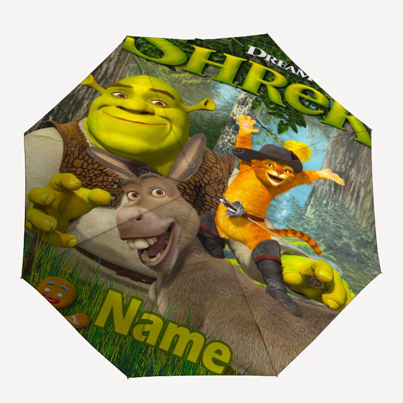 Custom Name Shrek Theme Automatic Umbrella, Lightweight & Portable, 8 Rib, Perfect for Outdoor Travel, Birthdays, Christmas, Gifts.