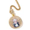 THE BLING KING Iced Out Round Medallion Custom Memory Photo Pendant Necklace Paved CZ Engrave Back Men Women Hiphop Jewelry