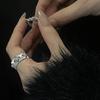 Italian Brushed Hollow Lace Honeycomb Flower Opening Ring Daisy Wide Version Antique Engraved Set Ring Woman
