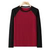 Men's Plus Size Velvet Base Layer Shirt with Color Block Raglan Sleeves – Extra Wide, Loose Fit, Thick Winter Wear, 330 Jin