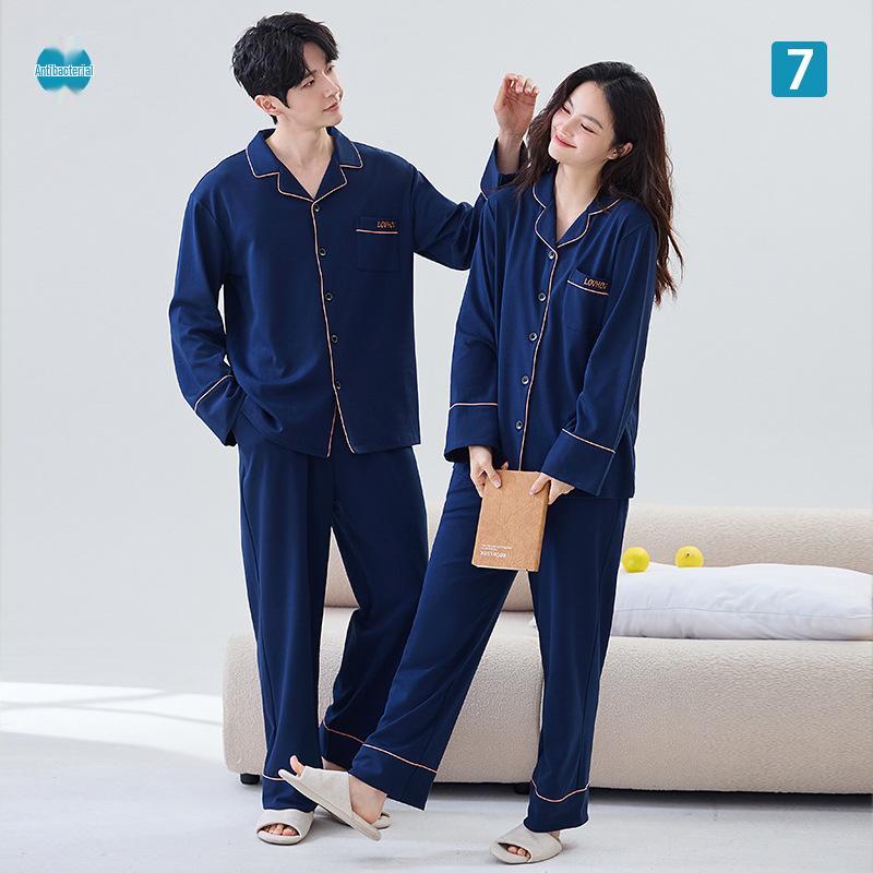 High-End Autumn/Winter Couple's Pajama Set - Men's Plus Size & Women's Long Sleeve with Pants