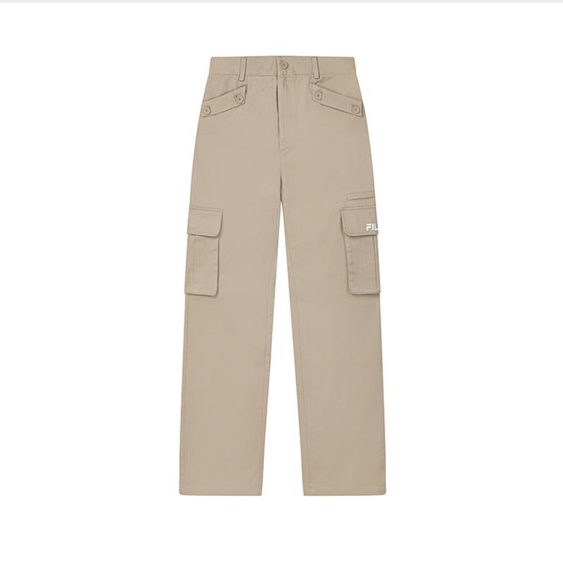 FILA Fleece Woven Casual Versatile Multi-Pocket Cargo Pants Women pants Beige F11W519801FBG