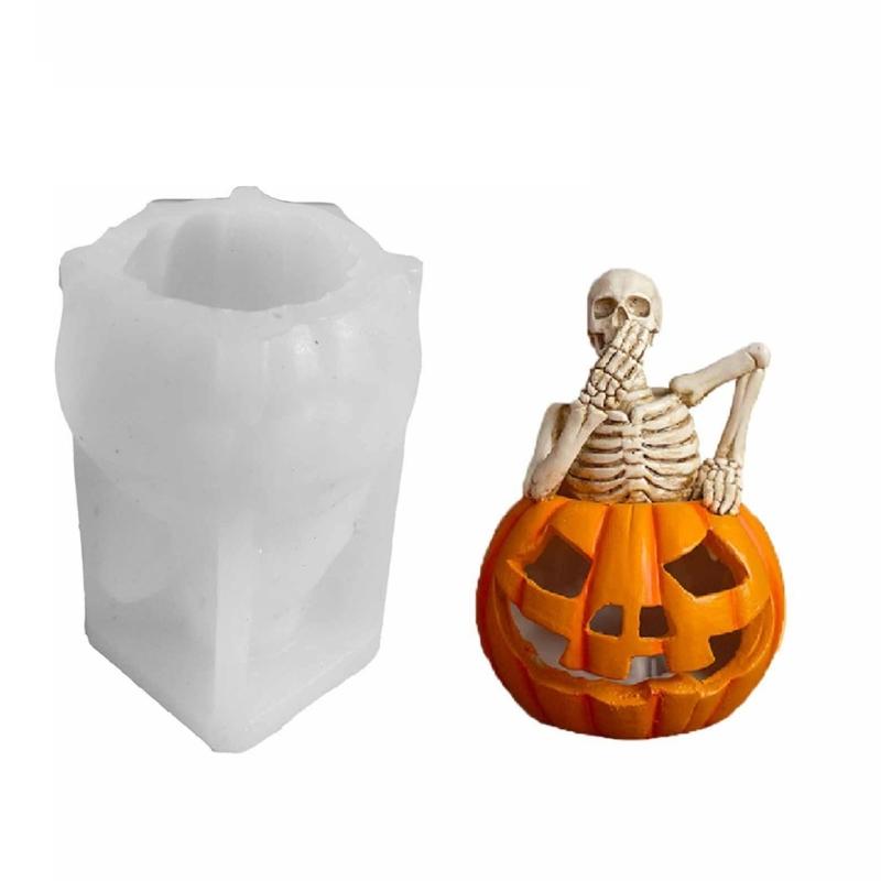3D Skeleton Candle Mould Halloween Silicone Molds Pumpkins Castings Molds Handmade Plasters Molds Craft Supplies