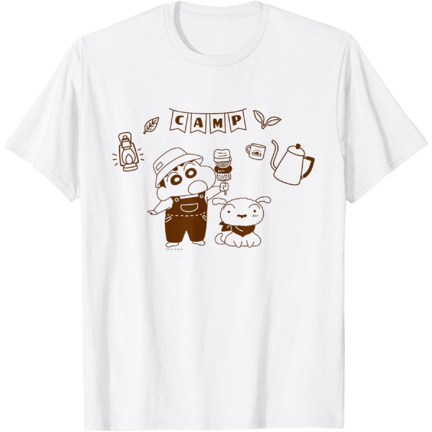 Crayon Shin-chan Nohara family Camp Shin-chan and shiro T-Shirt S
