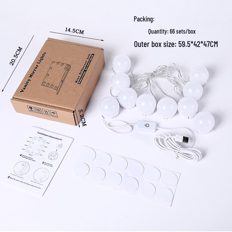 Three-Color LED Hollywood Makeup Mirror Lights with Bulbs