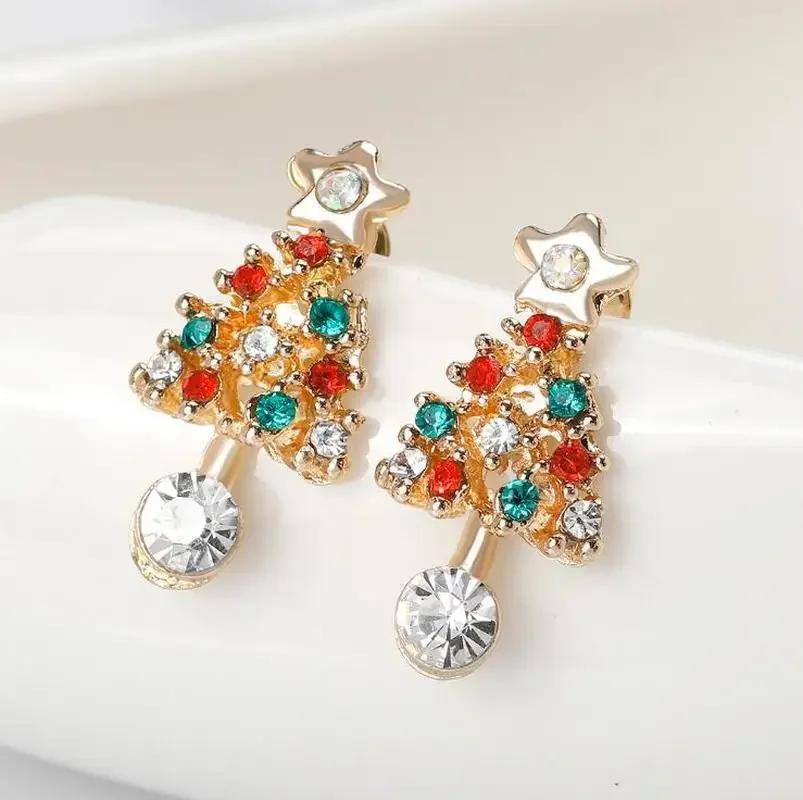 Mode Ohrringe Weihnachtsbaum Strass Ohrstecker Elegant Schmuck Weihnachtsgeschenk Ohrringe Accessoires für Damen