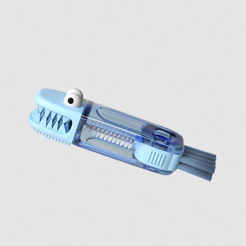 Spazzola Per Pulizia Tazze 3 In 1, Set Con Testine Intercambiabili (a Fiore, A Coccodrillo). Perfetta Per Biberon, Fessure, Coperchi E Angoli Stretti. Manico In PP.
