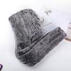 Woven Rex Rabbit Hair Snow Cap New All-Inclusive Scarf Hat Integrated Women's Winter Warm Thickened Fur Scarf Hat
