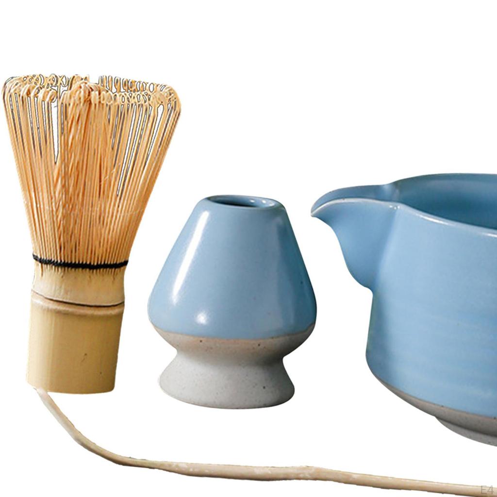 4 Pieces Bamboo Matcha Whisk Scoop and Holder Bowl, Japanese Ceremony Accessory with Tea