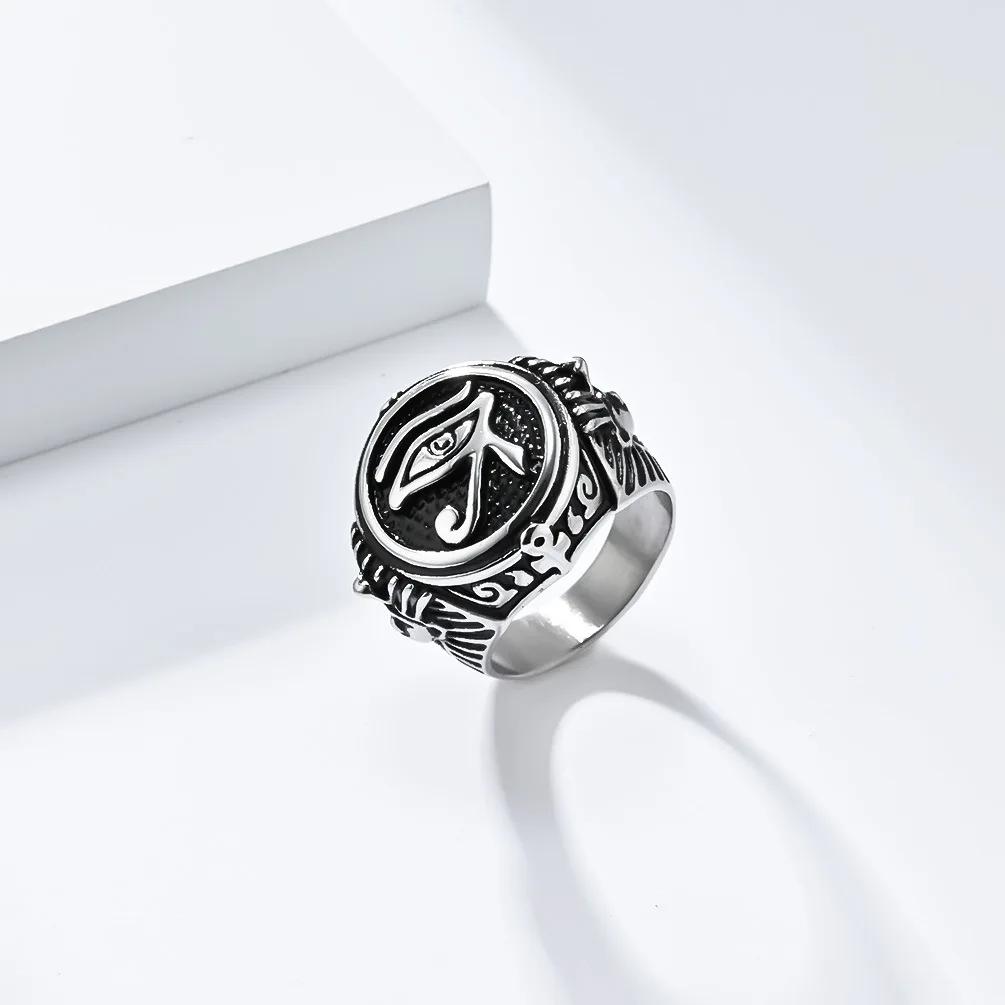 Ring Horus Eye Ancient Egypt Egyptian Symbol Pharaoh Protection Amulet Talisman Health Men Women Stainless Steel Jewelry Gifts