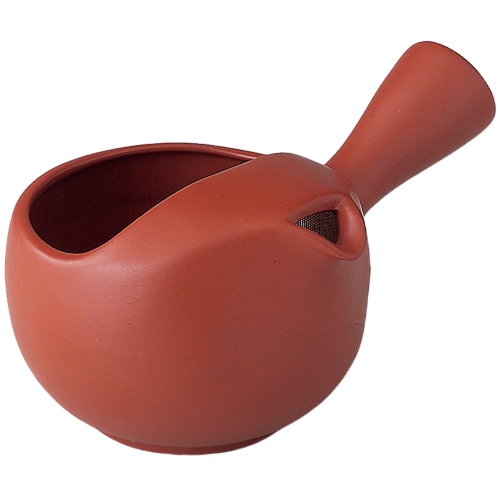 

Ale-net 300ml Teapot (Lidless), Open-top Teapot, Vermilion, with Stainless Steel Flat Mesh Tea Strainer, Tokoname Ware