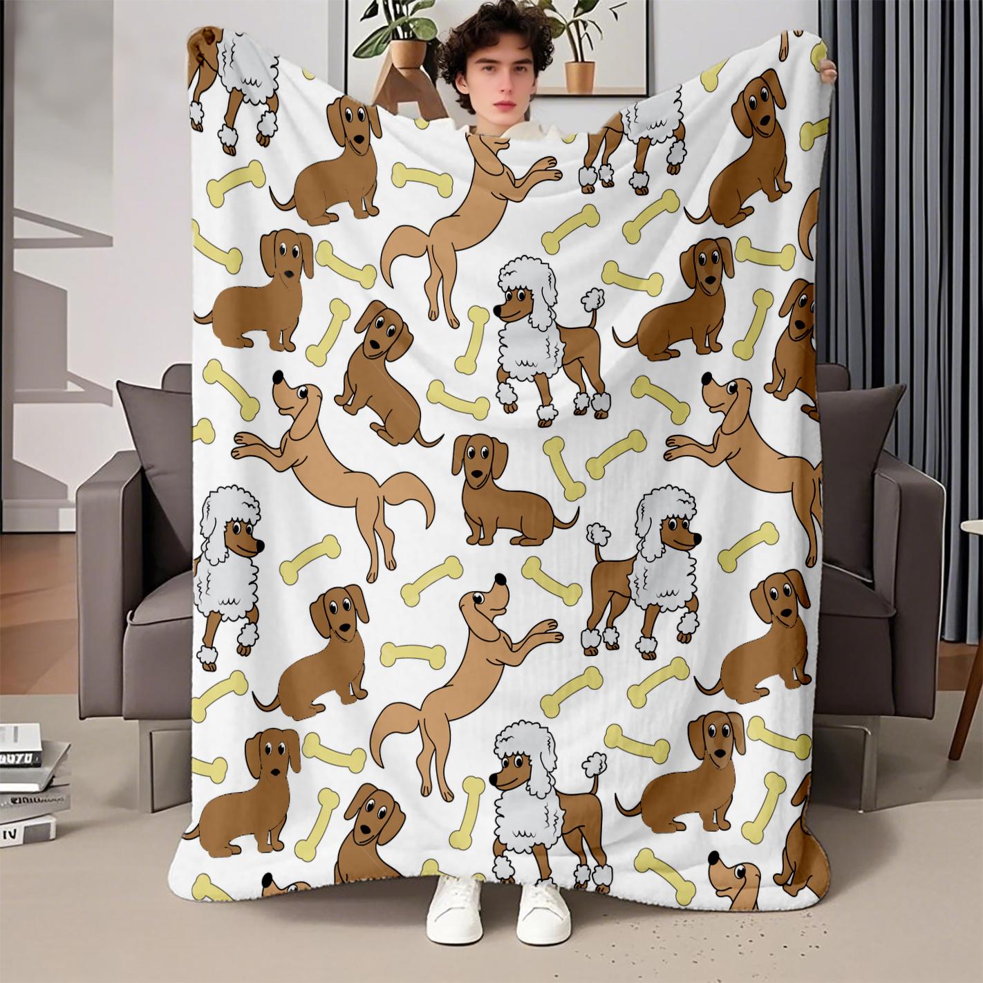 

The Cute Dog Pose Blanket Printed Throw Blanket Plush Fluffy Flannel Fleece Blanket Soft Throws for Sofa Couch and Bed 75cmx90cm