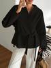 Casual Vacation Tie-up Long Sleeve Suit Jacket Women's Autumn Winter