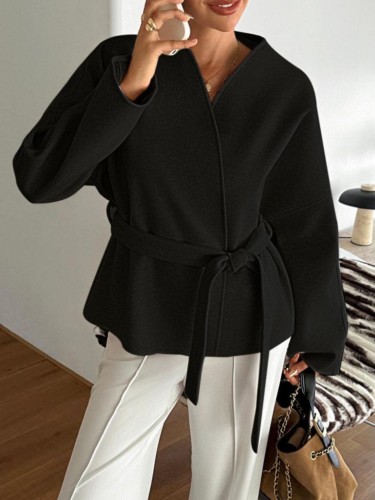Casual Vacation Tie-up Long Sleeve Suit Jacket Women's Autumn Winter