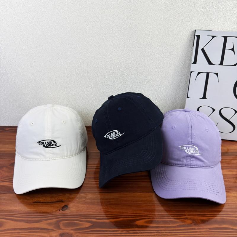 American retro English embroidery baseball cap soft top washed cotton cap men's and women's sunshade versatile show small face