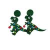 Silver Needle Dinosaur Christmas Hat Earrings - Cute, High-End, Versatile Design
