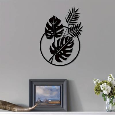 Exquisite Palm Leaf Metal Wall Art - A Stunning Sculpture and Silhouette Decoration for Housewarming and Restaurant