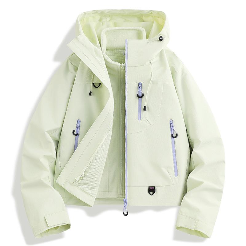 Autumn  Women's 3 In 1 Thick Hiking Jacket Fleece Waterproof Winter Windbreaker Outdoor Warm Camping Jacket Women Windproof Short Coat