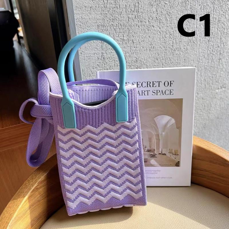 1/2/5pcs Korean Fashion Heart Knitted Mini Handbag Women Mobile Phone Shoulder Bags Girls Chic Cute Outdoor Crossbody Small Bags